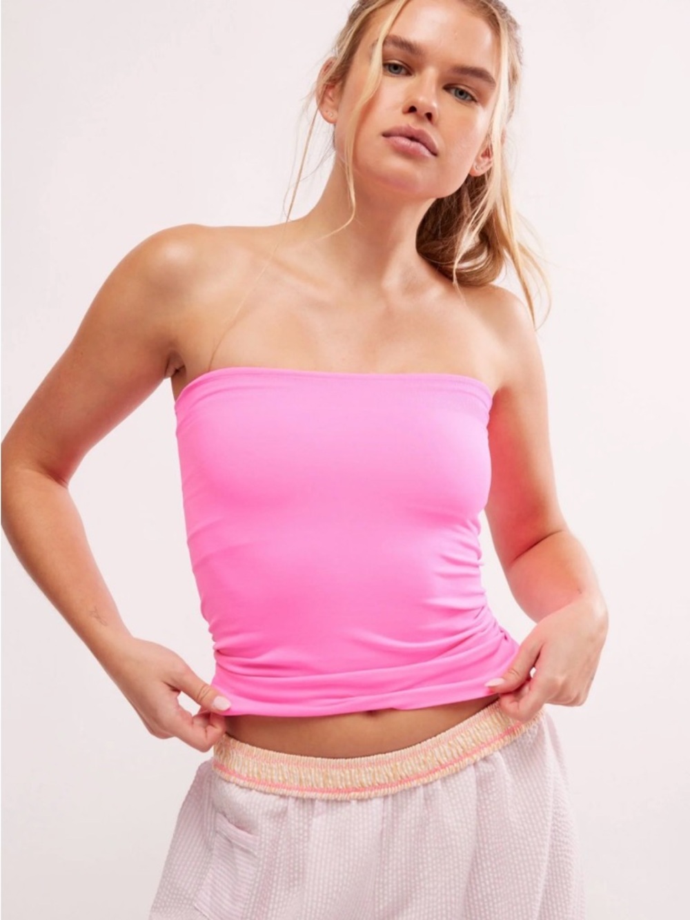 Free People Double Layer Tube Top in Coral